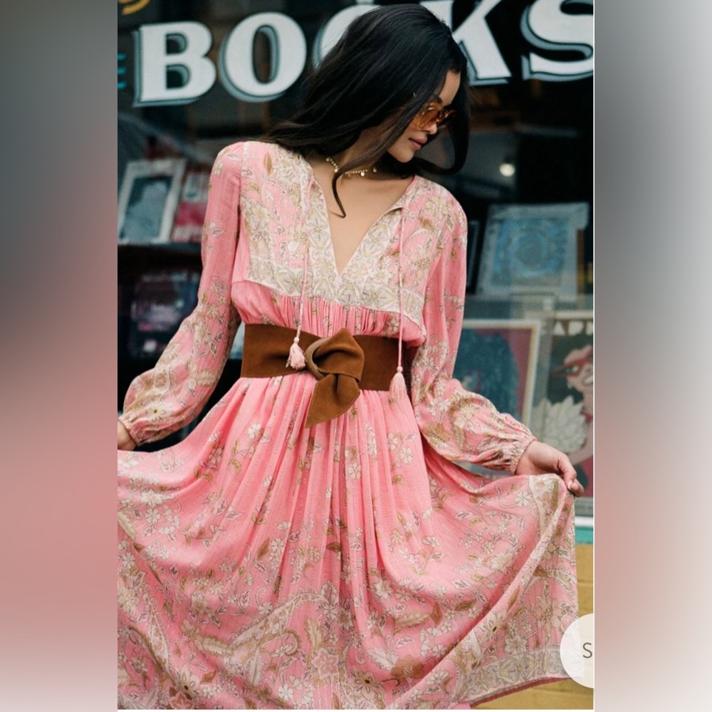 Spell Hendrix Boho Dress Small Dusty Pink